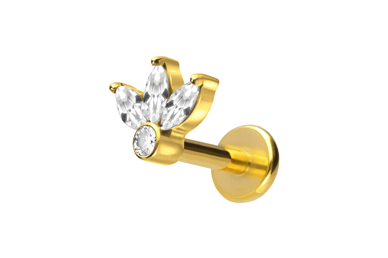 Titan Labret Piercing mit Push Fit LOTUSBLÜTE